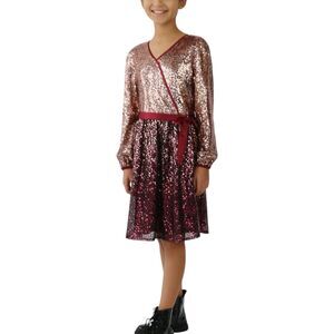 Blush by Us Angels Burgundy Sienna Sequin Dress Girls 12